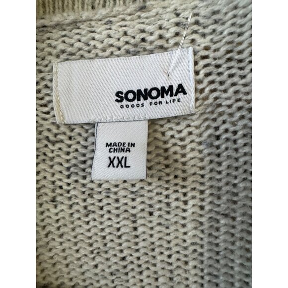 Shawl Collared Heavy Knit Cardigan Button-Down Cream Grey Mens Sweater XXL Sonom - Picture 4 of 9